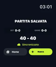 Schermata Momentum su smartwatch con punteggio della partita